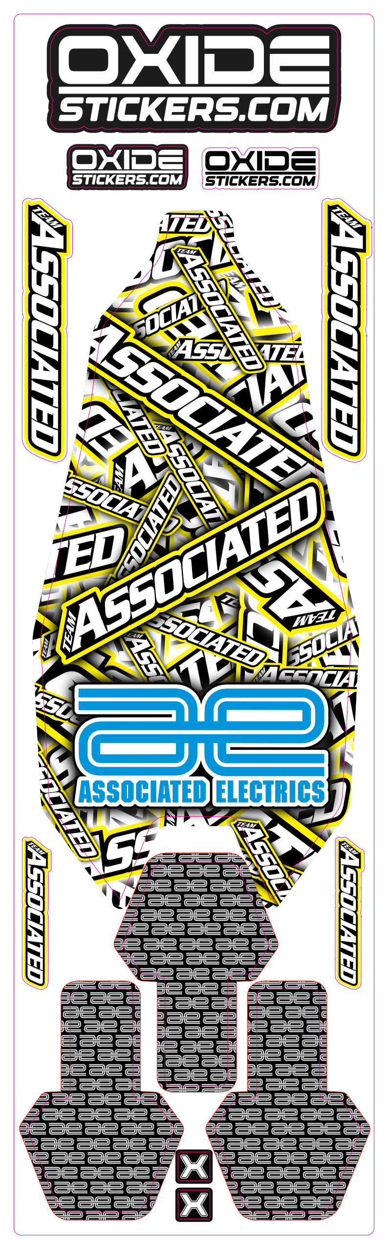 Oxide Stickers Team Associated RC10B7/B7D Precut Chassis Skin